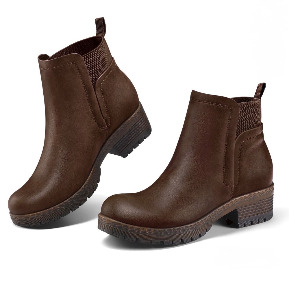 Pennysue Women Coffee Brown Chelsea Ankle Boots Lug Sole WM-JD04 Size 9 NEW‎
